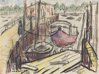 ABRAHAM WALKOWITZ (1878-1965) Two watercolors.